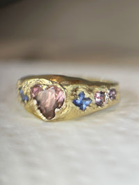 Pink Tourmaline Heart Ring “Cupids Love” 18 ct Gold (Exclusive to Tomfoolery London)