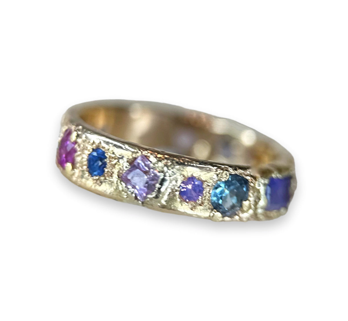 One-Of-A-Kind Abstract gold band with Sapphires (Exclusive to Tomfoolery London)