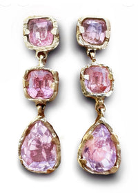 Eros Pink Tourmaline and Kunzite Gala TearDrop Earrings in 14Ct Gold