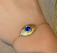 2 in 1 Blue Sapphire Eye Bracelet or Necklace 18 Ct Gold