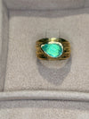 2.5 Cts Paraiba Cabochon Cigar Ring Band 18 Ct Yellow Gold