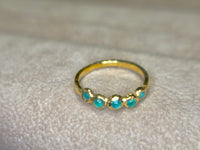 Bubbles Brazilian Neon Blue Paraiba Tourmaline Round Cabochons Bezel Band 18 Ct Gold