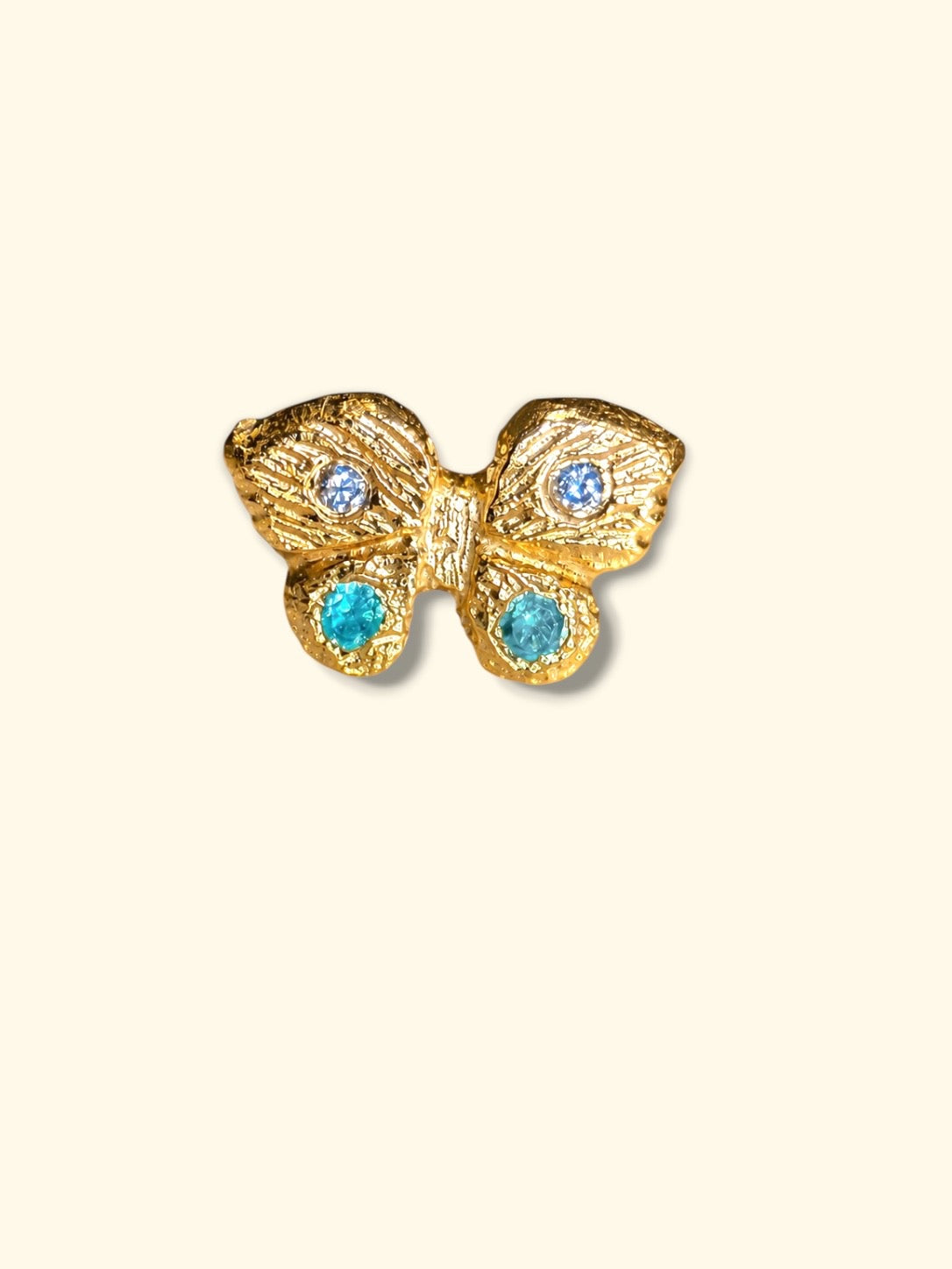 Baby Butterfly Paraiba Tourmaline and Diamonds 18 Ct Gold Stud
