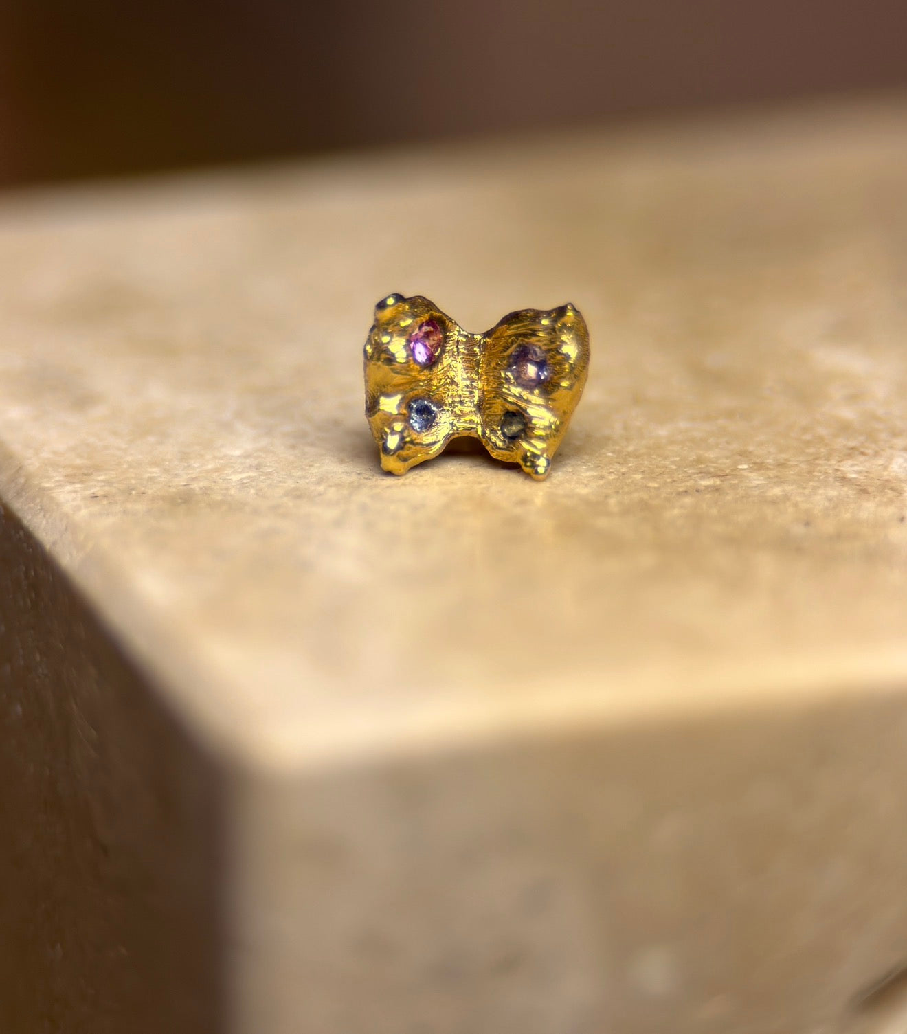 Baby Butterfly Studs Pastel Sapphires in 18 Ct Gold (Pair)