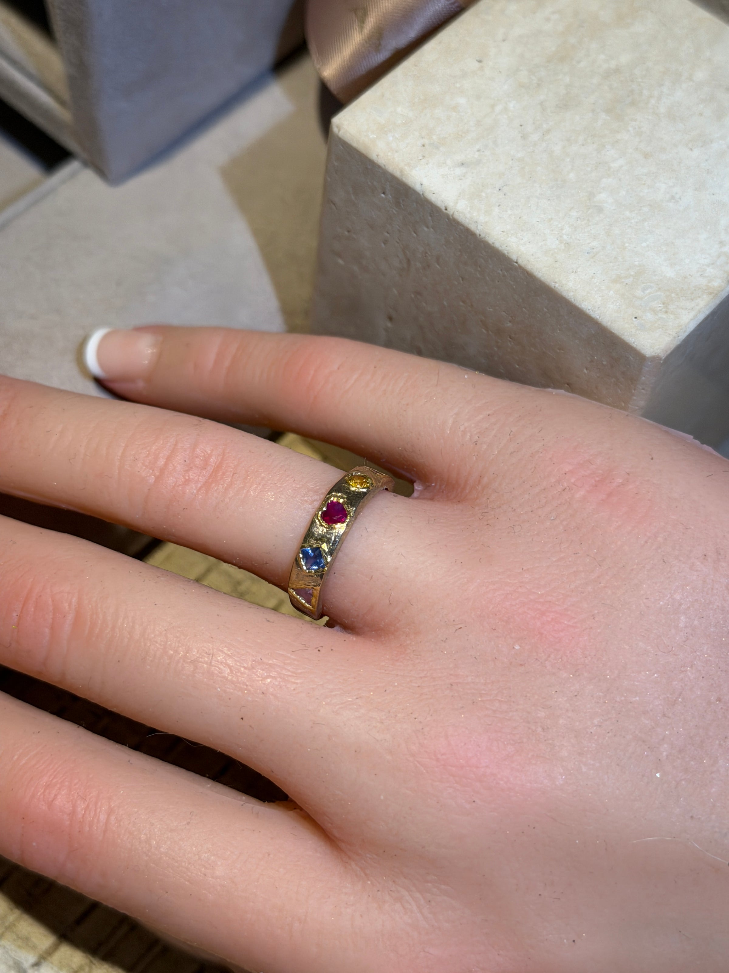 Cubism Abstract Ring Band 18 Ct Yellow Gold
