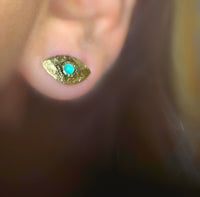 Brazilian Neon Blue Paraiba Tourmaline Princess Eye Stud Earrings (Pair)  (Available at Madlords, Paris)