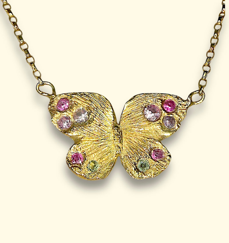 Butterfly Pastel Sapphires Necklace (Available at Tomfoolery)