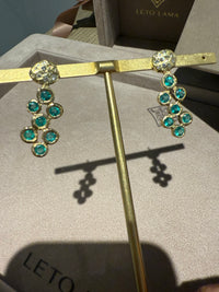 Pebbles Emerald Bezel Set Earrings with Diamonds 18 Ct Gold