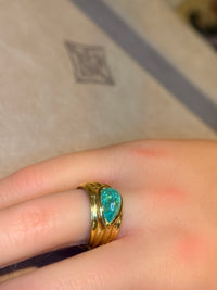 2.5 Cts Paraiba Cabochon Cigar Ring Band 18 Ct Yellow Gold