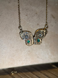Butterfly Necklace with Diamonds and Colombian Emeralds
