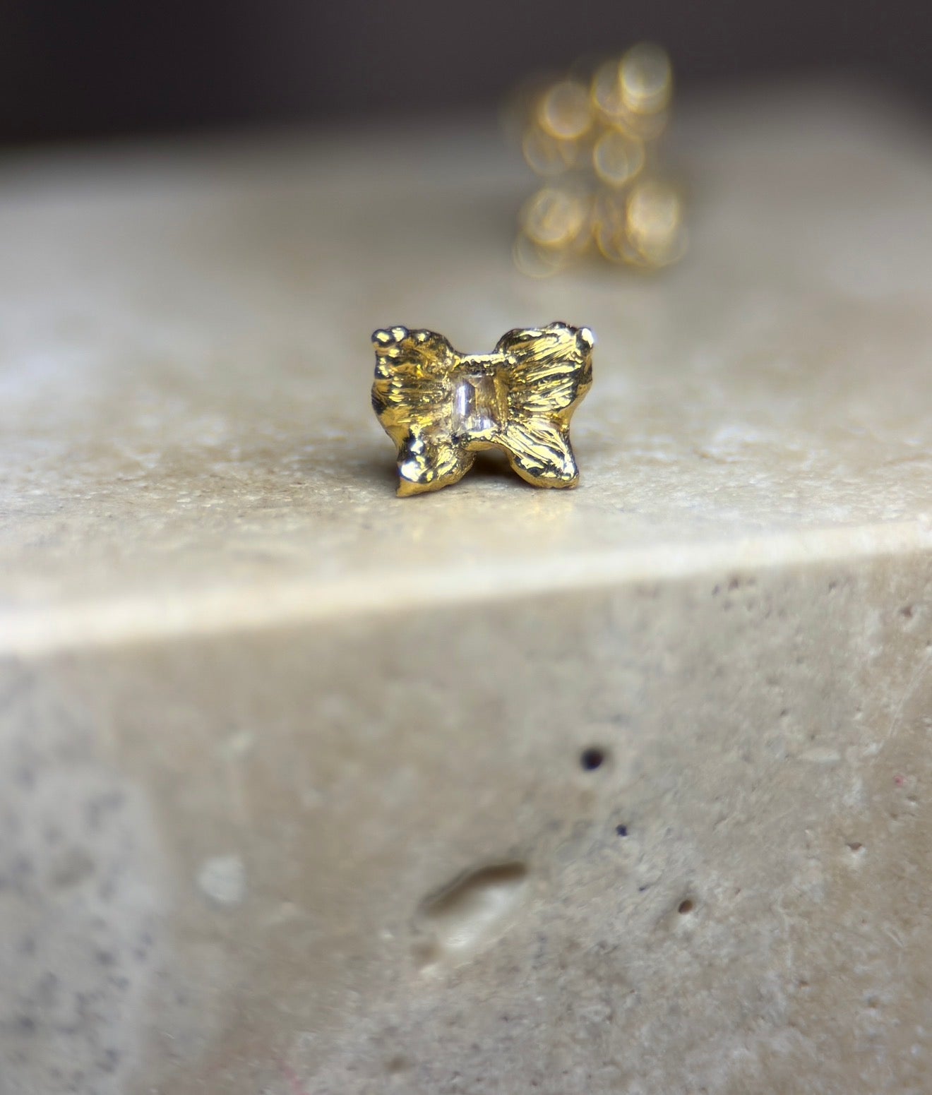 Baby butterfly Studs Reverse Set Baguette diamonds