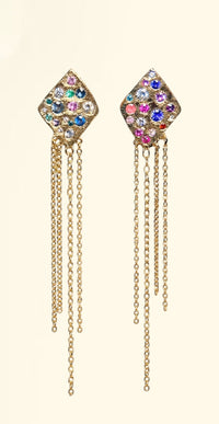 Mismatched Polka Dot Kites with Sapphires Diamonds Chain Earrings 18 Ct Gold