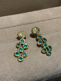Pebbles Emerald Bezel Set Earrings with Diamonds 18 Ct Gold