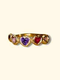 Sapphire Hearts Bezel Band Bubbles 18 Ct Gold