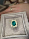 4.26 Cts Emerald Cut Art Deco 18 Ct Gold Ring with diamonds