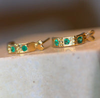 Colombian Emerald Semi Hoops in 18 ct Gold (Pair)