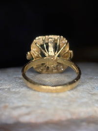 4.26 Cts Emerald Cut Art Deco 18 Ct Gold Ring with diamonds