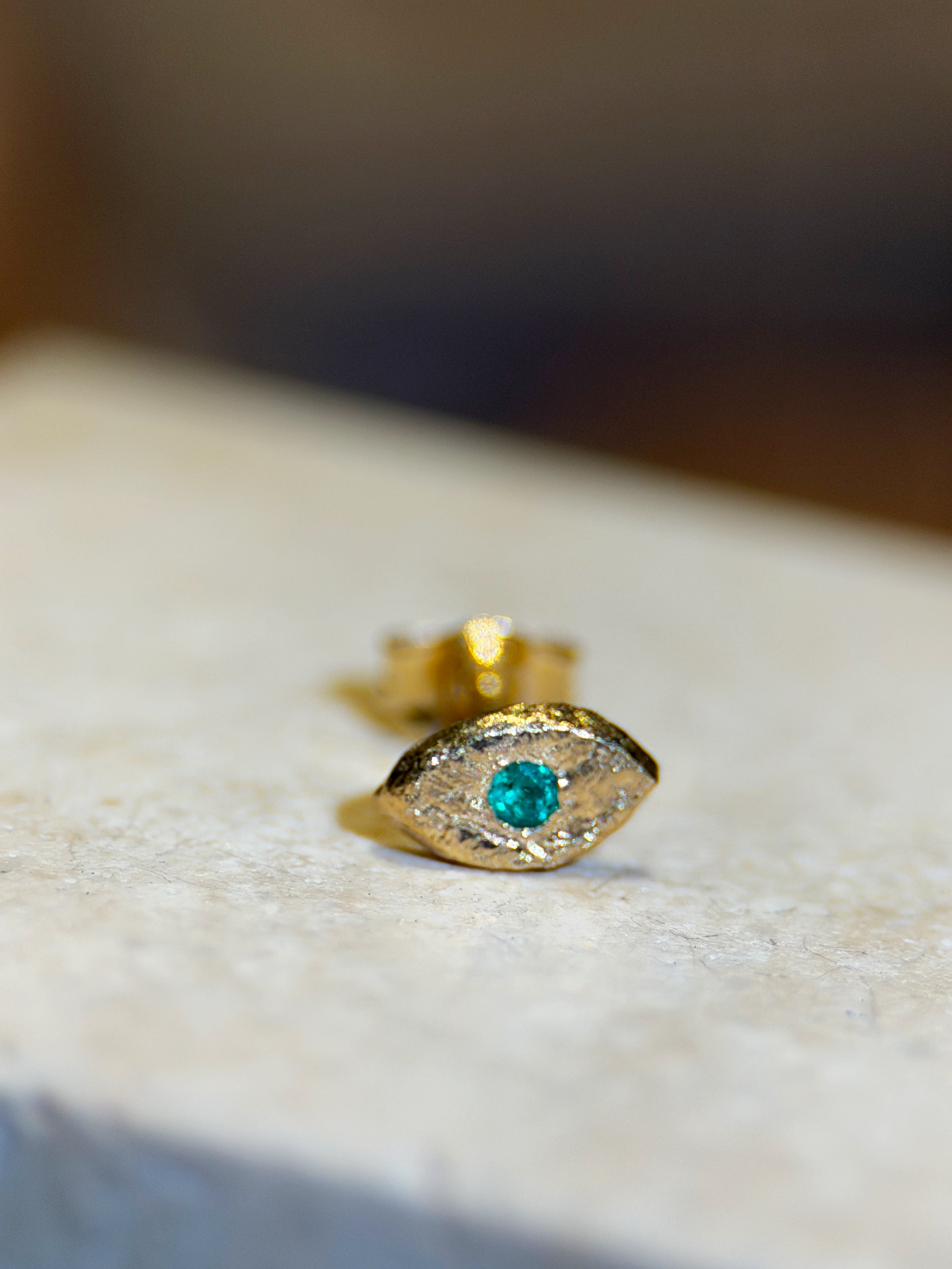 Muzo Colombian Emerald Mini Eye Stud (Single)