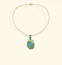 “Azul” Neon Blue Brazilian Paraiba Tourmalines and Mozambique Paraiba Oval Bezel Set Necklace