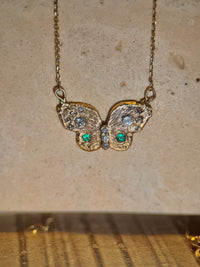 Butterfly Necklace with Diamonds and Colombian Emeralds