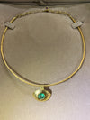 “Esmeralda Eye” Certified 2 Ct Emerald Round Large Evil Eye Wire Collar Necklace 18 Ct Gold
