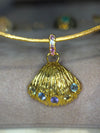 Sea Shell Necklace with Sapphires 18 Ct Gold