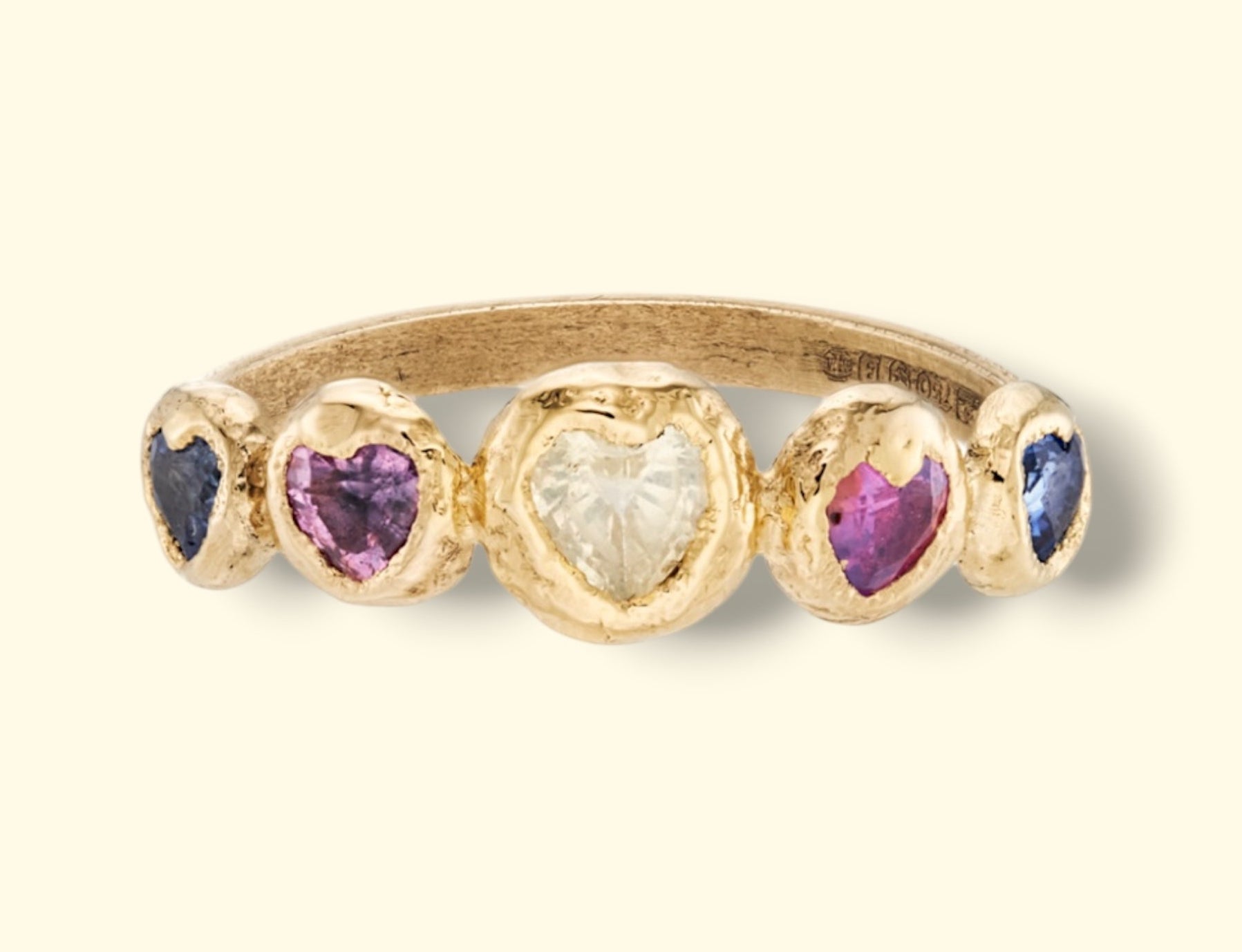 Sapphire Hearts Bubble Band 18 Ct Gold (available at Tomfoolery London)