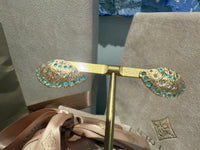 Brazilian Neon Blue Paraiba Tourmaline Large Shell Stud Earrings with Diamonds