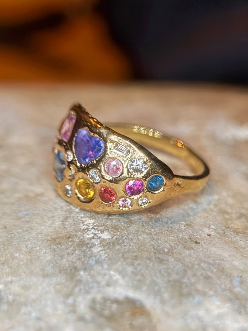 “Galaxy” Dome Abstract Cocktail Ring 18 Ct Gold  (Available at Madlords, Paris)