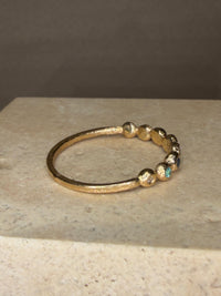 Ocean Bubbles Ring Band Sapphires Paraibas Emerald and Diamonds in 18 Ct Gold