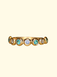 Paraiba and Diamonds Bubble Band 18 Ct Gold