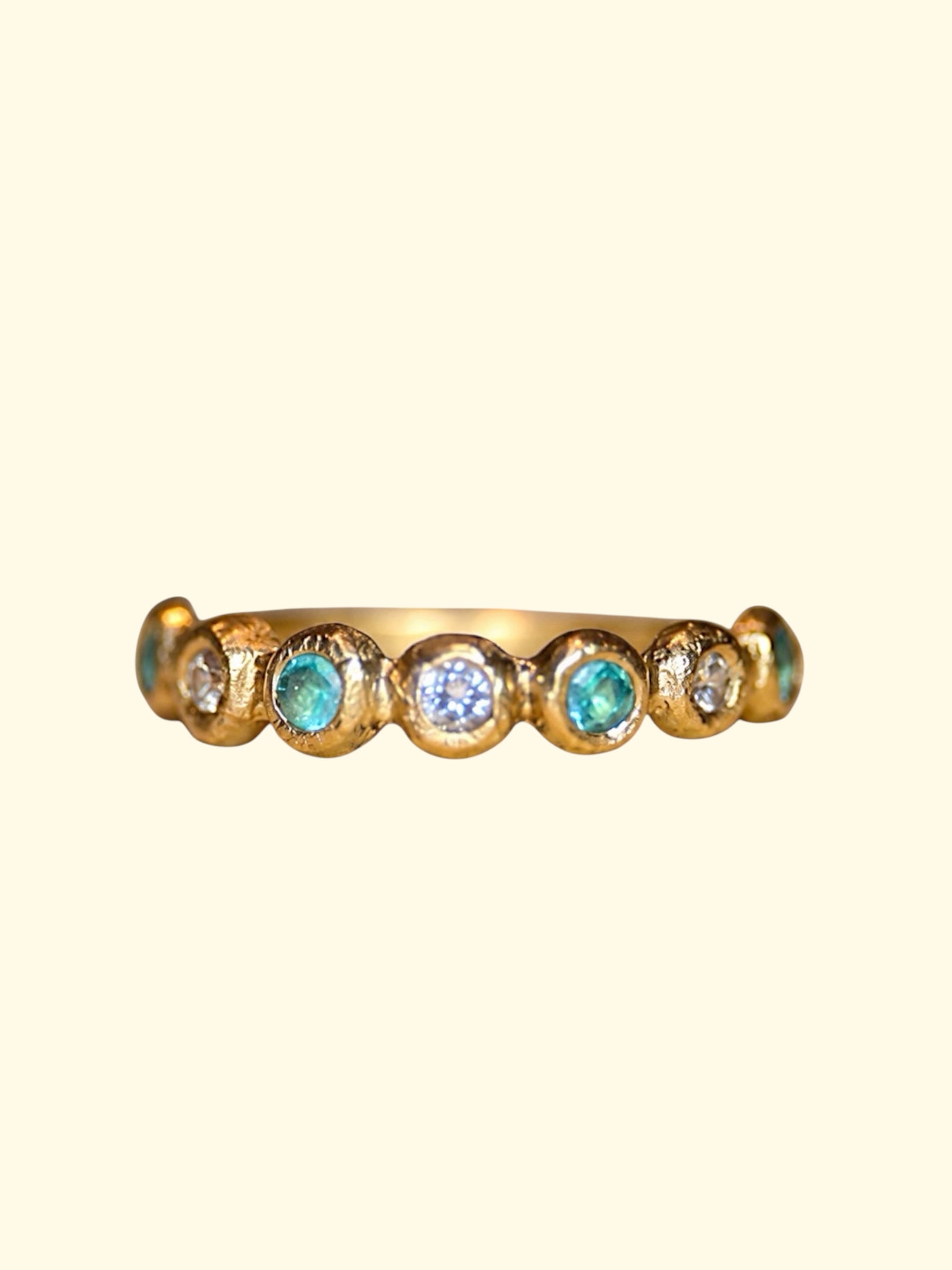 Paraiba and Diamonds Bubble Band 18 Ct Gold
