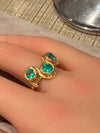 Three Colombian Emeralds Snake Ring 18 Ct Yellow Gold