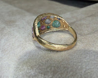 Sapphires and Diamonds Dome Ring 18 Ct Gold “Precious Garden”