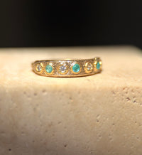 Brazilian Paraiba Tourmalines Neon Blue and Diamonds Band 18 Ct Gold
