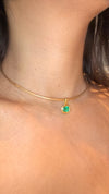 2.24 Cts Emerald Cushion Cut Wire Collar Chain 18 Ct Gold