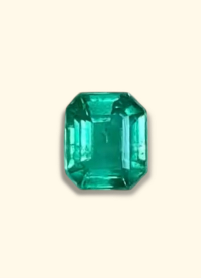 IGI certified 1.3 Cts Zambian Emerald in Emerald Cut Medium Bright Green