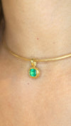 2.24 Cts Emerald Cushion Cut Wire Collar Chain 18 Ct Gold