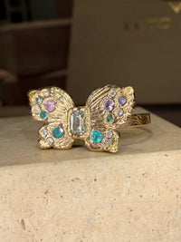 “Happiness” Butterfly Ring Sapphires, Paraibas and Diamonds in 18 Ct Gold (Available at Tomfoolery London)