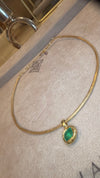 2.24 Cts Emerald Cushion Cut Wire Collar Chain 18 Ct Gold