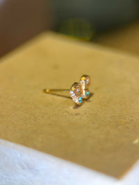 Baby Butterfly Paraiba Tourmaline and Diamonds 18 Ct Gold Stud