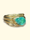 2.5 Cts Paraiba Cabochon Cigar Ring Band 18 Ct Yellow Gold