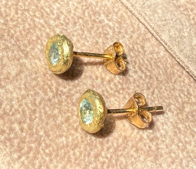 Paraiba Tourmaline Studs 18 Ct Yellow Gold Collected — Bespoke Variations Available