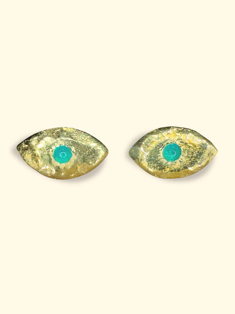 Brazilian Neon Blue Paraiba Tourmaline Princess Eye Stud Earrings (Pair)  (Available at Madlords, Paris)