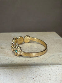 Microsculpted Flower Band Sapphires and Paraiba Tourmaline in 18 Ct Gold Ring (Available At Tomfoolery London)