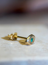 Muzo Colombian Emerald Mini Eye Stud (Single)