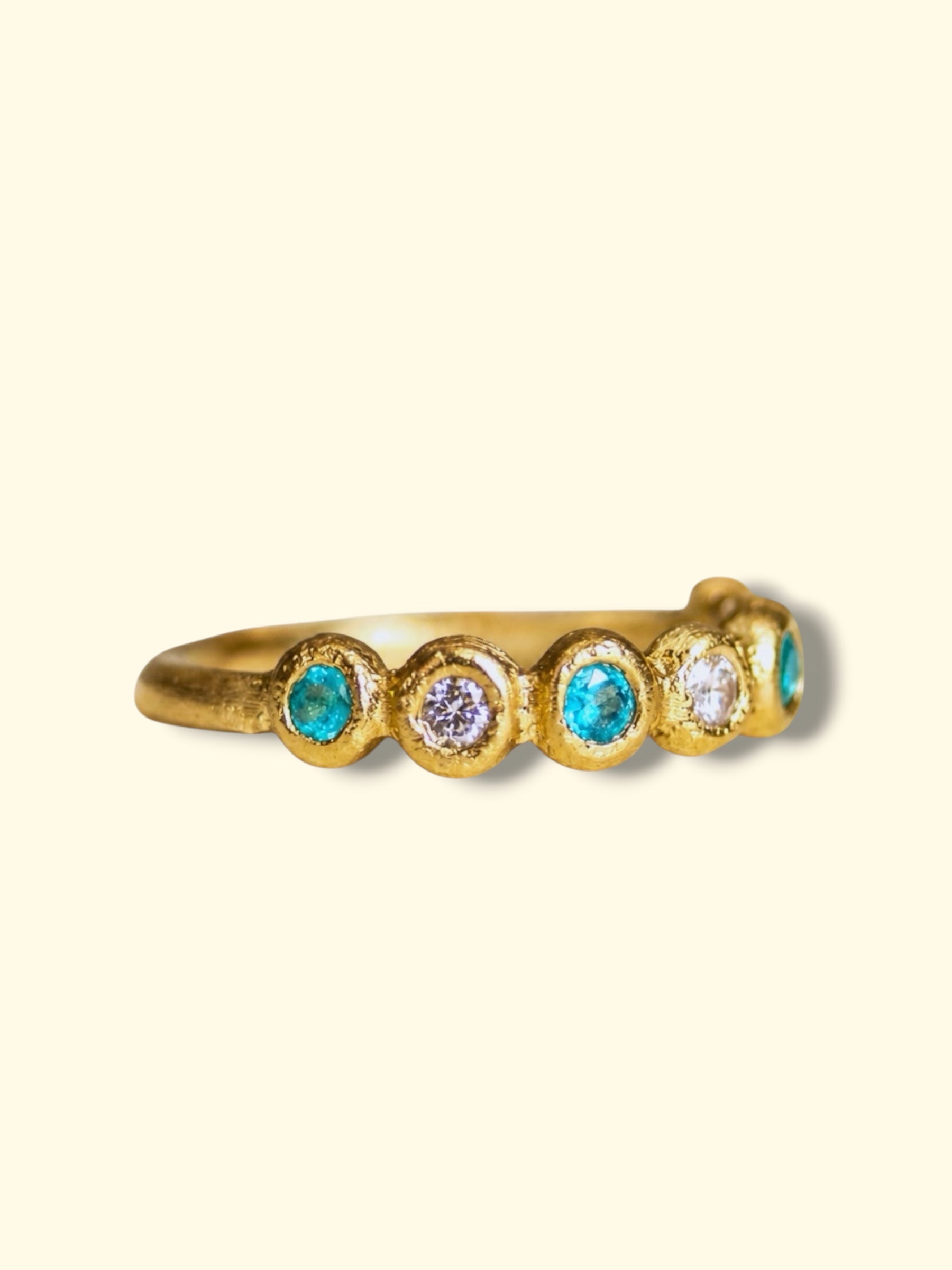 Paraiba and Diamonds Bubble Band 18 Ct Gold
