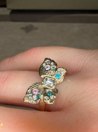 “Happiness” Butterfly Ring Sapphires, Paraibas and Diamonds in 18 Ct Gold (Available at Tomfoolery London)