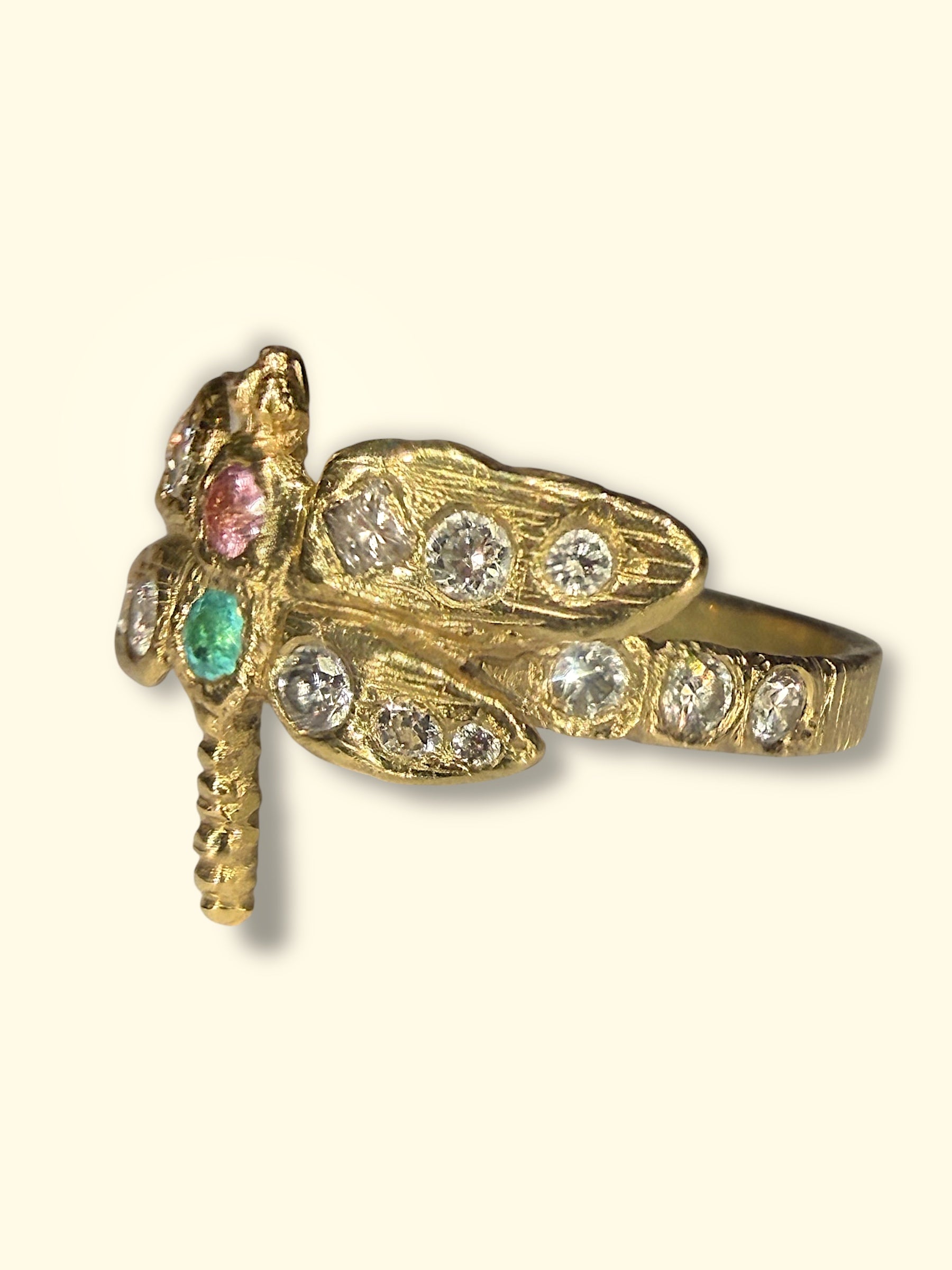Dragonfly Diamonds Paraiba and Pink Sapphire 18 Ct Gold Ring
