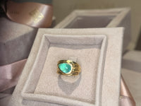 2.5 Cts Paraiba Cabochon Cigar Ring Band 18 Ct Yellow Gold